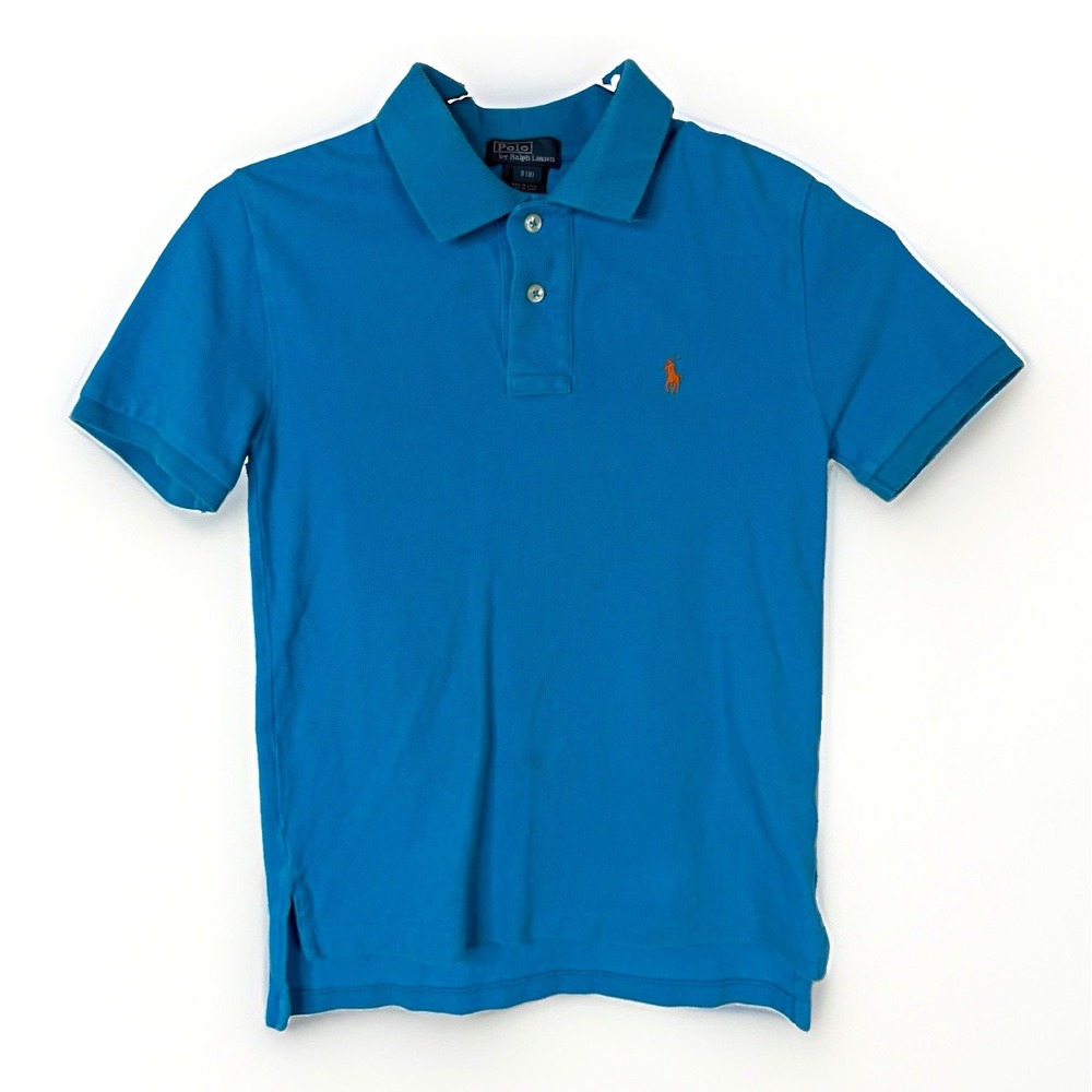 Polo by Ralph Lauren Boys Blue Solid Cotton Classic Fit Polo Pony Logo S (8)